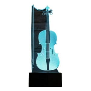 Lelumania - Lampara Ilusion 3D Violín De 7 Colores, Base Touch