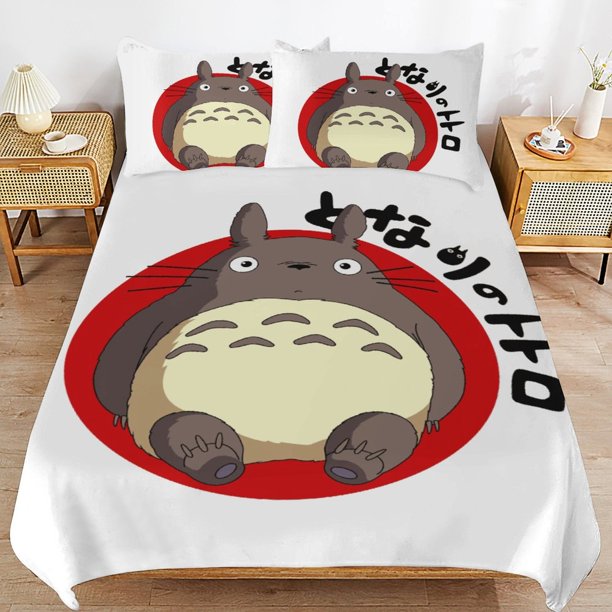 x441 My Neighbor Totoro Bed Duvet Cover Microfiber Bedding Sets 3D Printed Lightweight 3 Piece Comforter Sets, 1 Duvet Cover And 2 Pillow Shams for Kids Boys Girls 90"x90" jn441