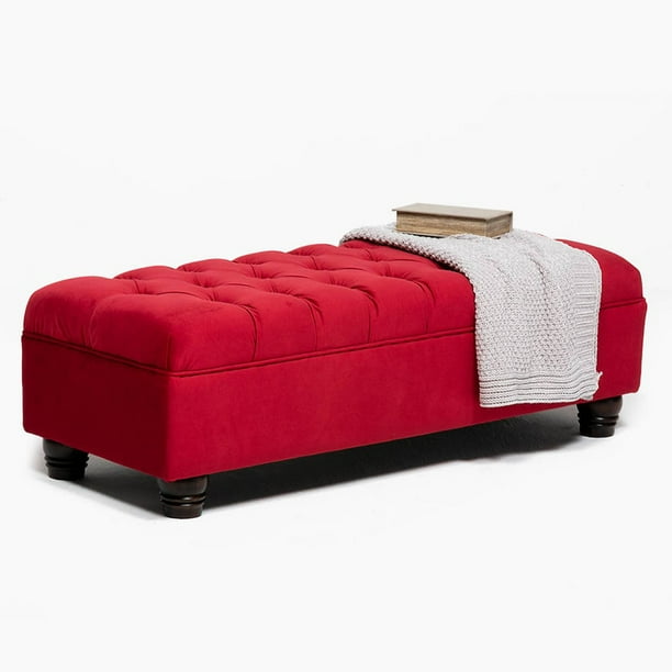 Banqueta Capitone Felpa Rojo