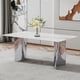 thumbnail image 1 of Modern minimalist dining table. The white imitation marble glass desktop is equipped with silver metal legs. Suitable for restaurants and living rooms 71" *39.3" *29.5" DT-69.W1151S00386, 1 of 3