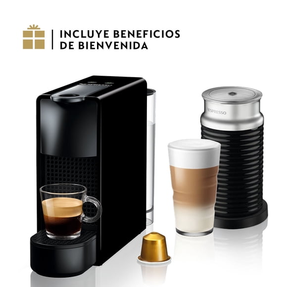 Cafetera Nespresso Essenza Mini Negra con Espumador de Leche