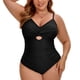 thumbnail image 1 of Agnes Orinda Traje de Baño de una Pieza para Mujer de Talla Grande, Control de Abdomen, Corte Push Up, Cintura Alta, Fruncido, Playa, 3X Negro, 1 of 8