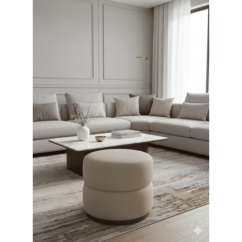 Muebles New - Puff Giratorio Beige Lino