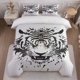 thumbnail image 1 of 3pcs Tiger Head Illustration Themed Bedding Set Duvet Cover and Pillowcase Set, 1 of 1