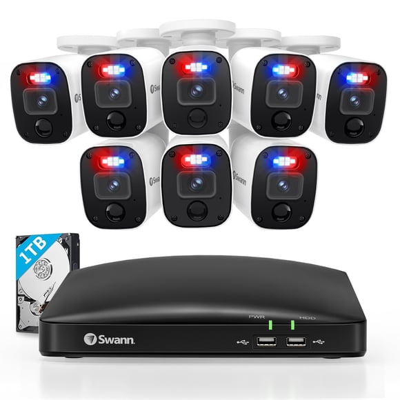 Cámara de Vigilancia Swann 1080p DVR 1TB HDD 8 canales 8 cámaras