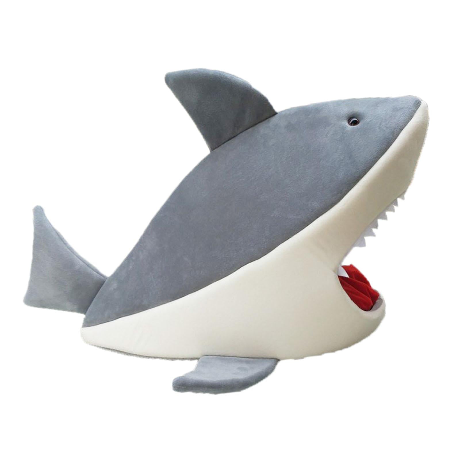 Magideal - Cama Para Gatos Con Forma De Tiburón, Cama Para Dormir Para Gatitos, Cojín Extraíble, Cama Para Cachorros, Nido Para Perros Pequeños De 21,65 Pulgadas Gris Claro