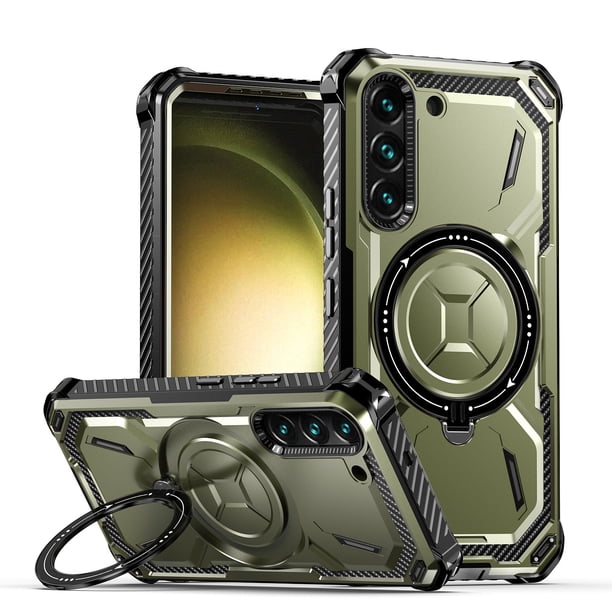 For Samsung Galaxy S23 S22 S21 Ultra S23 Plus Case Metal Kickstand Magnetic Case , Heavy Duty Bumper Shockproof Phone Case