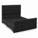 thumbnail image 1 of Base de cama tapizada Mueblart Cuadros 1 plaza Felpa Negro con respaldo y piecero, 1 of 2