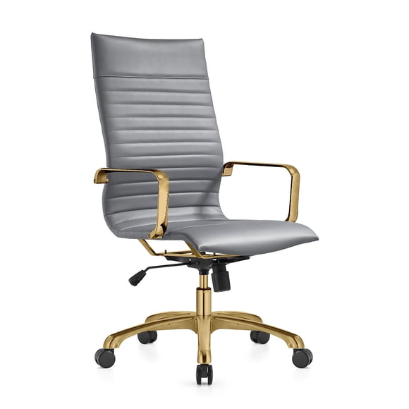 Silla de oficina LeisureMod Harris con respaldo alto con tapicería de cuero