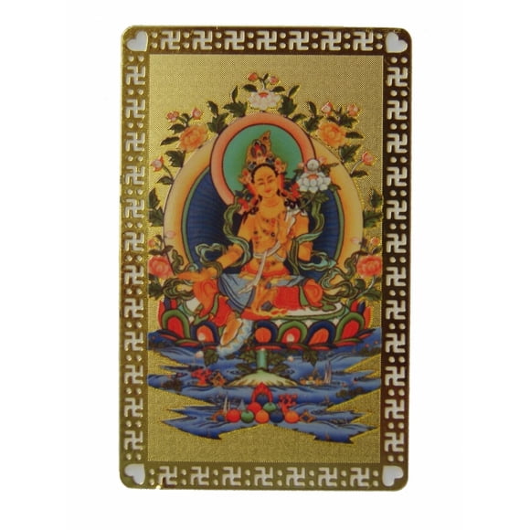 Tarjeta talismán importada del Feng Shui con forma de tara amarilla para riqueza y suerte