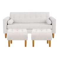 Bodevir - Sofa Retro 3C + 2 Pouf Felpa 04 Crudo