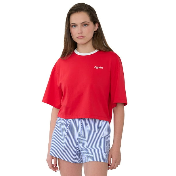 Polera Mujer Crop Oversize Rojo Corona