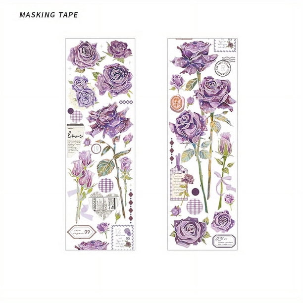 1pc Long Strips PET Tape 13.77inch*2.36inch Plant Flower Decoration Scrapbooking Sticker Label Stationery