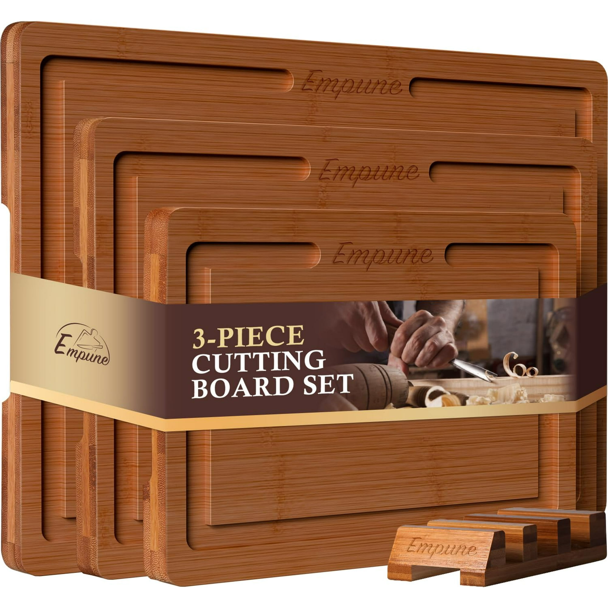 Juego De Tablas De Cortar Empune Bamboo Con Soporte Para Cocina