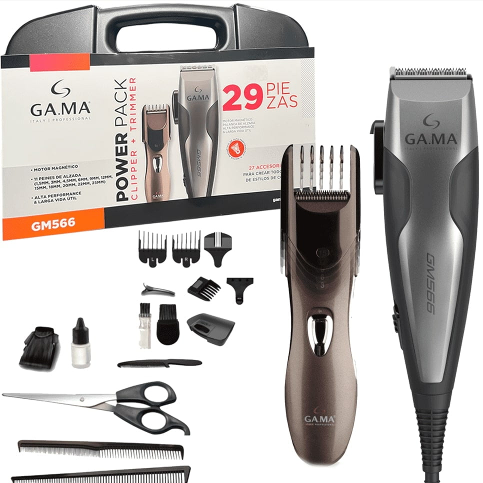 Cortapelos Clipper + Trimmer Gm566 29 Piezas Maletin