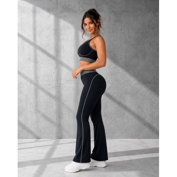 Set Deportivo Para Mujer Calza Acampanada Y Peto Top