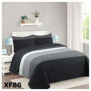 Genérico - Cubrecama Quilt Verano 2 Plazas - Negro Matiz Xf86
