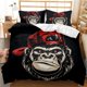 thumbnail image 1 of Monkey Duvet Cover Gorilla Head Bedding Set Boys Teens Red Hat Comforter Cover Wild Animal Polyester Quilt Cover Queen Bed Sheets, 1 of 5