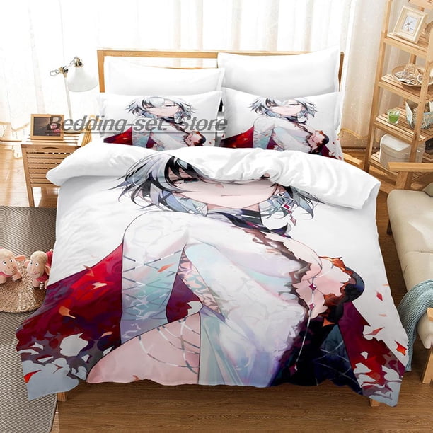 New Genshin Impact Arlecchino Bedding Set Bed Set Aldult Kid Bedroom Duvetcover SetsAnime