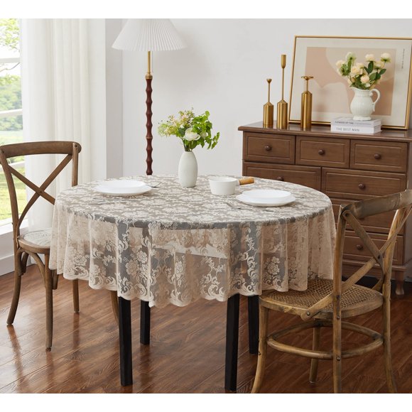 Mantel redondo vintage de lino 335 cm LinenZone