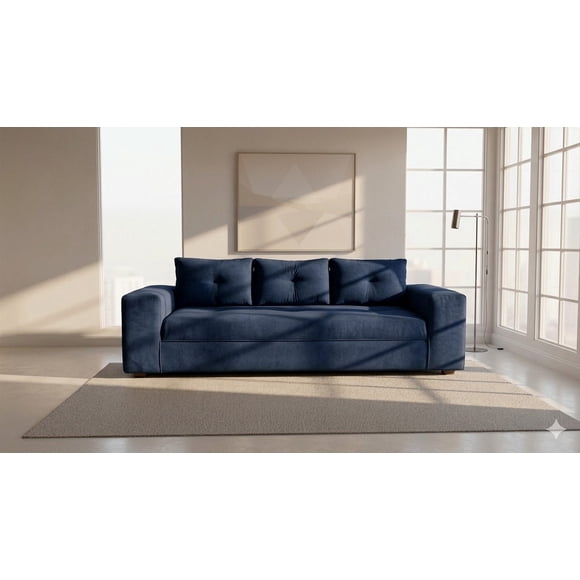 Sofa Praga 3 Cuerpos Felpa Azul