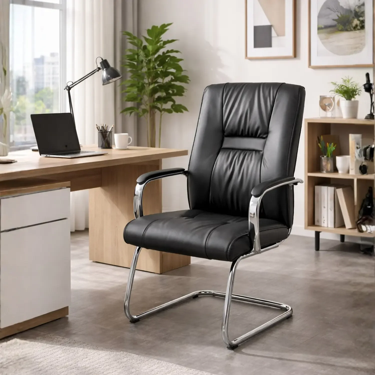 Genérica - Silla Ejecutiva De Escritorio En Eco Cuero Negra Ergonómica Para Oficina Y Gerencial Profesional