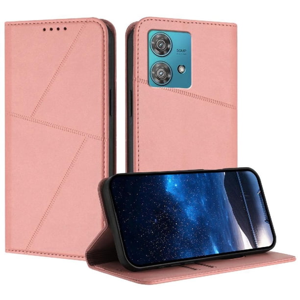 Funda Cartera Magnética para Motorola Edge 40 NEO 5G Protección Antichoque con Ranuras Rosa