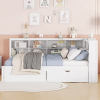 M&Ms - Wooden Full Size Daybed With 2 Drawers, Daybed With Storage Shelf And Usb Charging Ports,White(Old Sku N733S170505K)