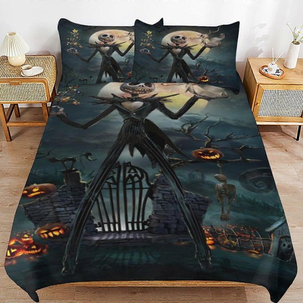 Nightmare Before Christmas Bedding Set Duvet Cover Comfortable and Lightweight Cartoon Bedding3 Piece