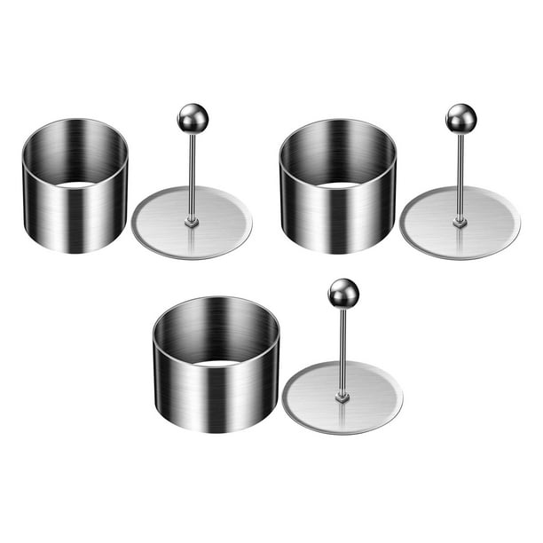 Anillos de acero inoxidable para comida, anillos para crema batida de magdalenas con empujador, mini fabricante de anillos para hornear para crema , pequeño mediano Grand pequeño mediano Grande