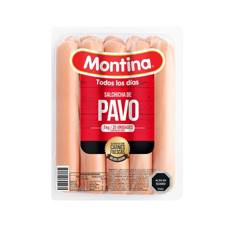 Salchichas De Pavo 20 Un Display 1 Kg Montina