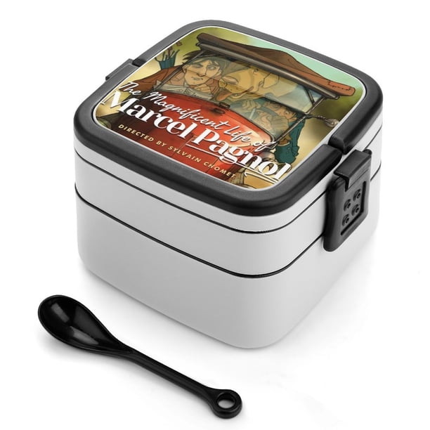 La Magnífica Vida de Marcel Pagnol Fiambrera de Doble Capa, Contenedor de Almuerzo Portátil Apilable, Almacenamiento de Alimentos Hermético a Prueba de Fugas, 1000ml
