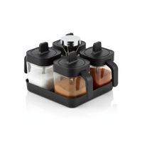 Genérico - Set 4 Especieros Condimenteros De Vidrio Con Cuchara