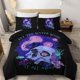 thumbnail image 1 of Moon Wolf Bedding Green Watercolor Forest Wolf Landscape Duvet Cover Sets 3 Pieces Wild Animal Bedding Set, 1 of 5