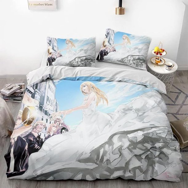Attack -on- Giant Win-gsofLibe-rty -Anime -Soft 3D Prin-ed Duve-t Cover Bedd-ng Set -with Co-mforter C-over