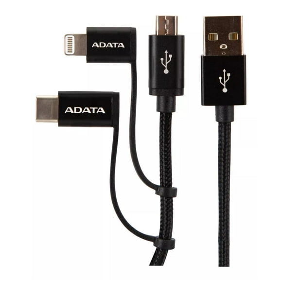 Cable De Carga 3 En 1 USB Negro