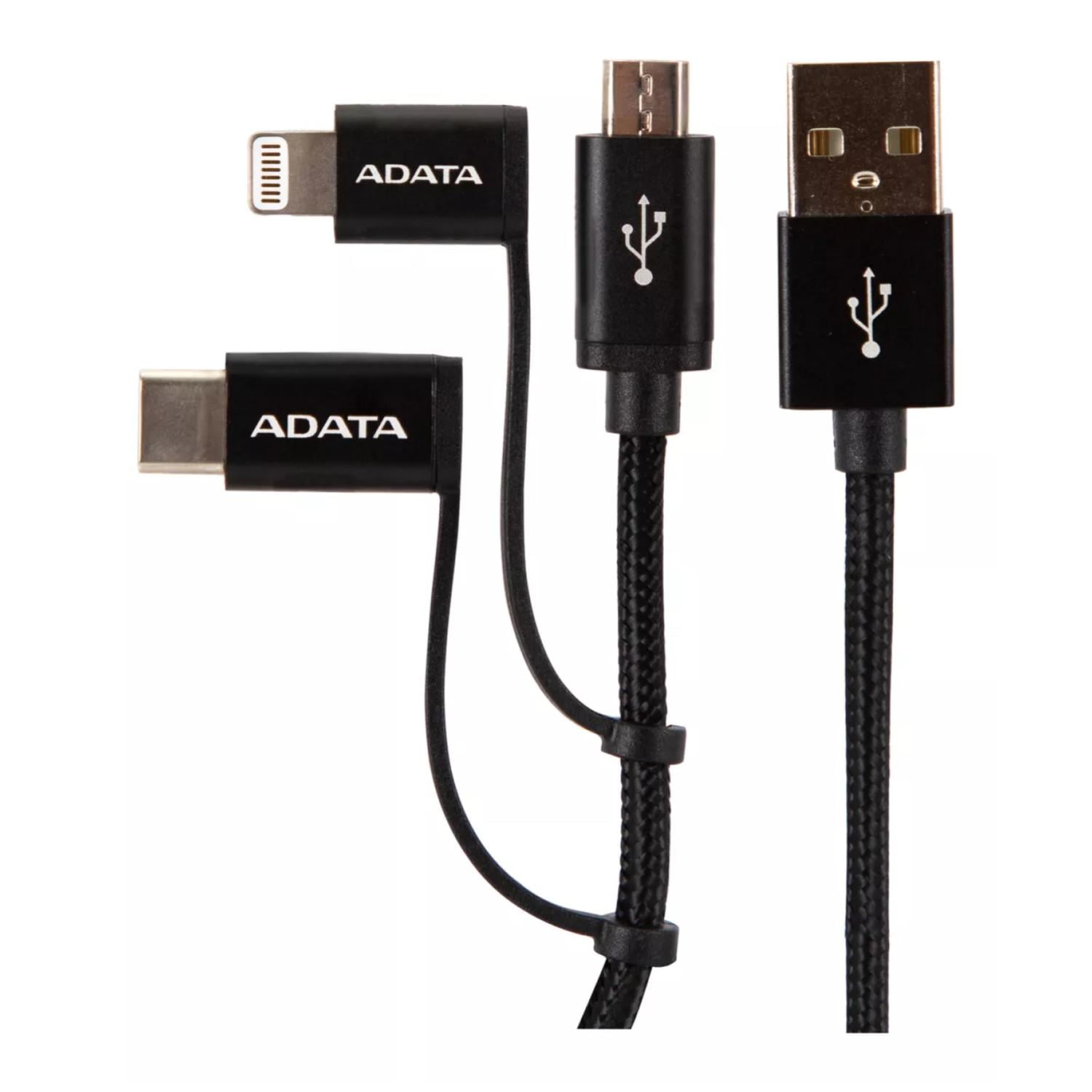 Adata - Cable De Carga 3 En 1 Usb Negro