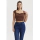 thumbnail image 1 of Polera Mujer Escote Corazón Rib Café, 1 of 4