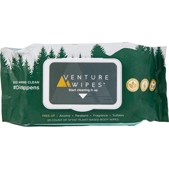 Toallitas Body Wipes Venture, grandes, biodegradables, 20 unidades