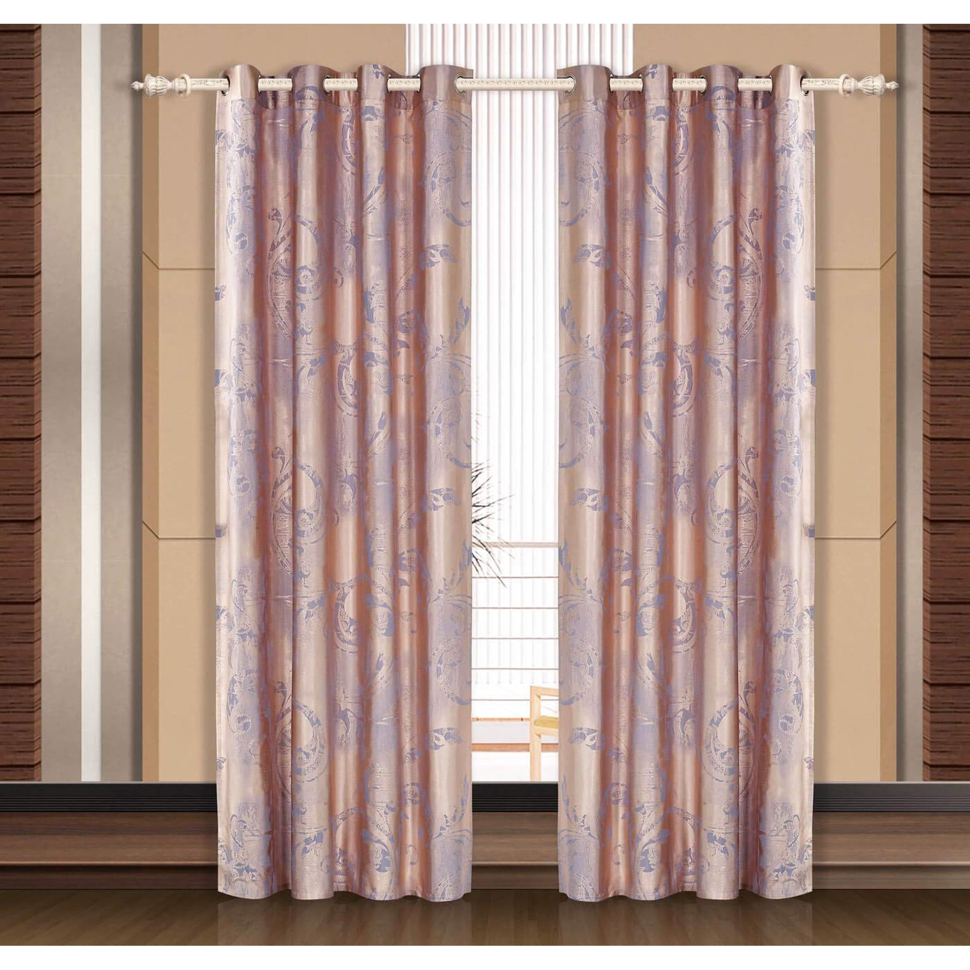 Cortina Para Ventana Dolce Mela Dmc465, Jacquard, Color Marrón Damasco