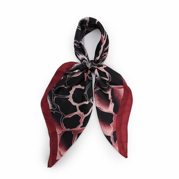 Pañuelo Mediano Tipo Seda De 90x90cm Animal Print Con Borde rojo Talla Única