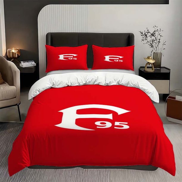 3pcs Fortuna Dusseldorf Football Club Red and White Logo Established in 1895 Pattern Set Soft and Comfortable Bedding Set Suitable for All Seasons