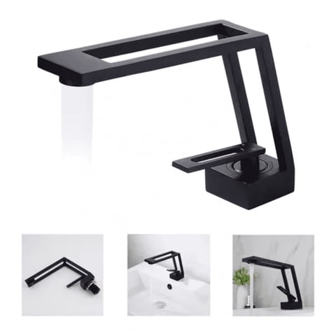 Genérico - Llave Lavamanos Monomando Griferia De Lujo Diseño Moderno Negro