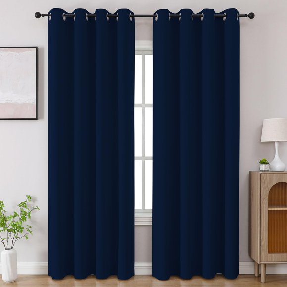 Juego de cortinas opacas CUCRAF, color azul marino, 213 cm de longitud, 2 paneles