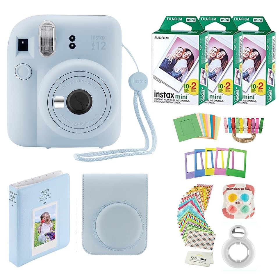 Cámara Instantánea Fujifilm Instax Mini 12 Con 60 Películas Y Funda