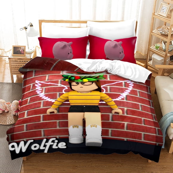 Kids Roblox bedding duvet quilt cover + pillowcase bedding set 3-Piece Bedding Set (1 Duvet Cover + 2 Pillow Shams)