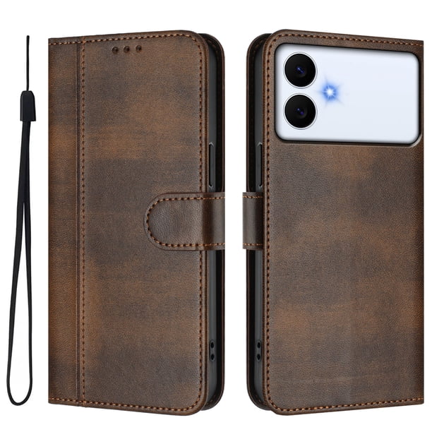 Funda Cartera para samsung galaxy S26 Edge Protección 360° con Ranuras para Tarjetas y Soporte Marrón