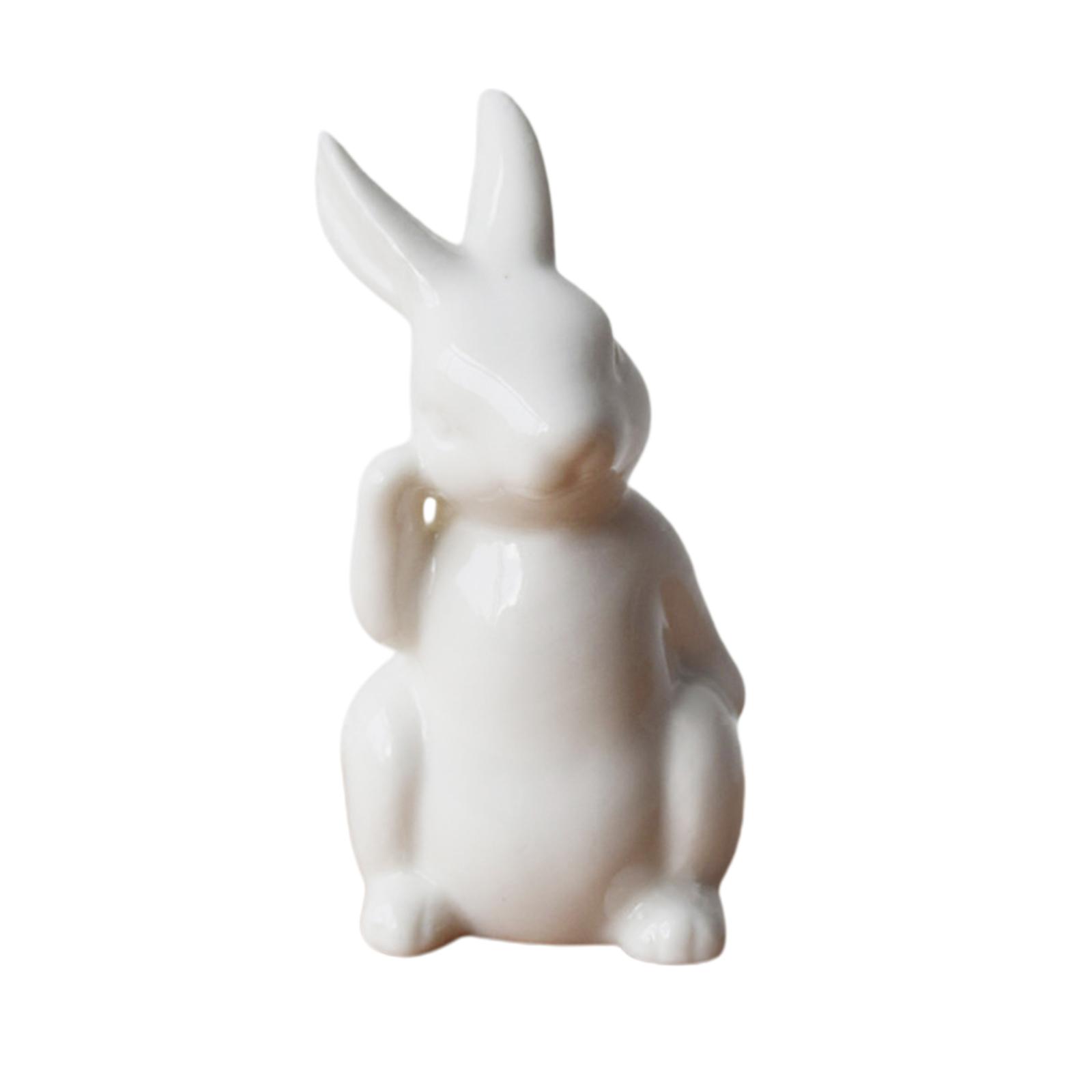 Bothyi - Estatuilla De Conejo De Cerámica Moderna, Estatua De Pascua, Estantería Para El Hogar, Manualidades Decorativas, Regalo, 4,9X9,5 Cm