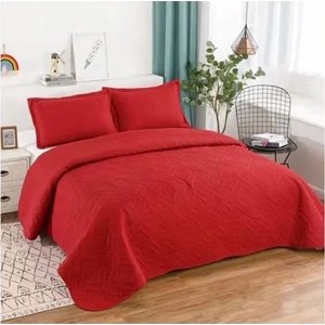 Genérico - Cubrecama Quilt Verano King Color Rojo