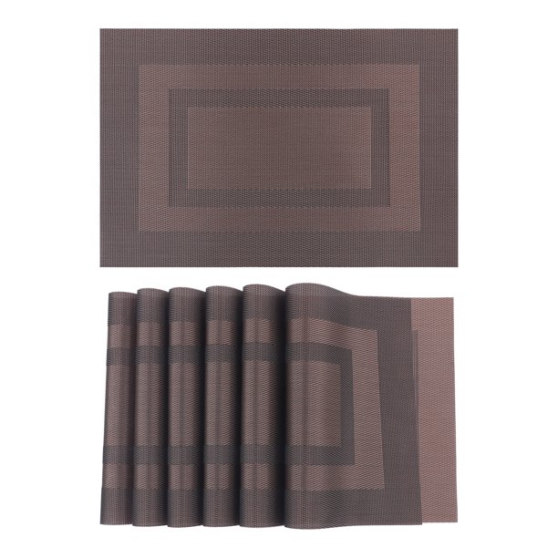 REGALWOVEN Juego de 6 Manteles Individuales para Decoración de Mesa de Comedor de Cocina Lavables Resistentes al Calor Marrón 18*12in